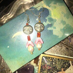 "Aries" earrings- handmade semiprecious vintage glass beads, carnelian, …
